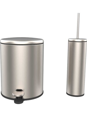Özbience Banyo Çöp Kovası ve Tuvalet Fırçası Seti, Şık ve Modern Tasarım