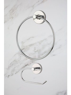 Özbience Krom Havluluk ve Peçetelik Seti, Şık ve Kullanışlı Banyo Aksesuarları