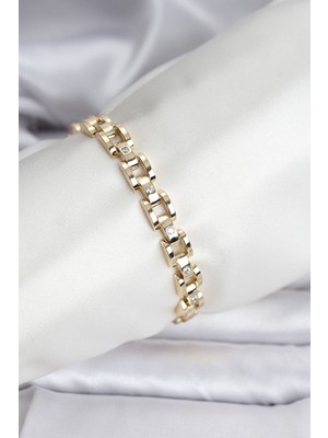 Stillove 14K Gold Renk Kaplama Zirkon Taşlı cm Kadın Bileklik