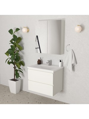 Teta Home Granada 65 cm Mdf Gövde Membran Kapak Banyo Dolabı Seti