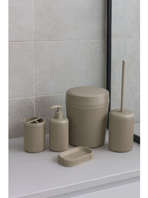Özbience Modern 5 Parça Banyo Seti: Çöp Kovası, Fırça, Sabunluk, Sıvı Sabunluk, Dişlik