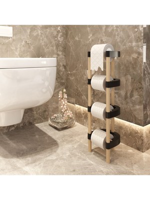 Özbience Modüler Ahşap Wc Tuvalet Kağıtlığı, Vidasız Montaj, Şık ve Pratik Tasarım