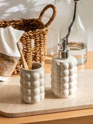 Özbience Şık Bej Seramik Banyo Seti, 2'li, Modern Tasarım