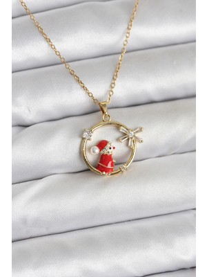 Stillove 316L Çelik Zincir Gold Zirkon Taşlı Yılbaşı Tema Kadın Kolye