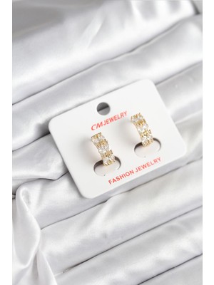 Stillove 14K Gold Renk Kaplama Zirkon Taşlı cm Kadın Küpe