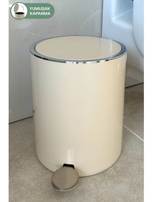Özbience 5 Lt Pedallı Banyo ve Mutfak Çöp Kovası Bej