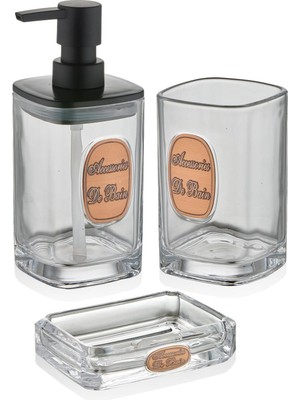 Özbience Şeffaf 3 Parça Banyo Seti, 330 Ml, Şık ve Kullanışlı Tasarım