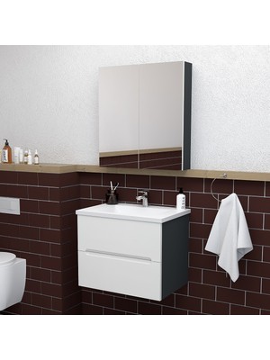 Teta Home Kopenhag 65 cm Mdf Gövde Membran Kapak Banyo Dolabı Seti