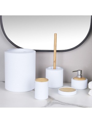 Özbience Şık ve Modern 5 Parça Akrilik Banyo Seti Beyaz, TR-4403