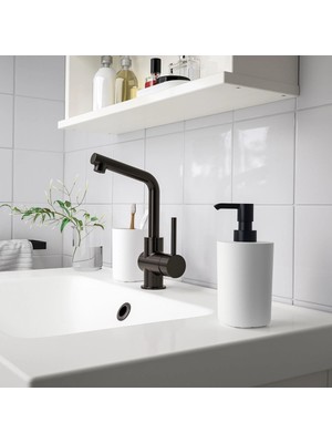 Özbience 3 Parça Banyo Seti, Beyaz Plastik, Sabunluk, Fırçalık ve Sabun Kabı