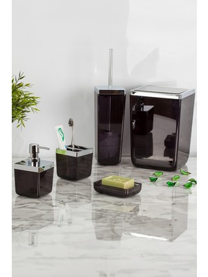 Özbience Şeffaf Siyah Toskana Banyo Seti, Şık ve Modern Tasarım