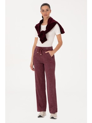 U.S. Polo Assn. Kadın Eşofman Altı Plum Loose Pamuklu Tek Cepli 50314172-VR177