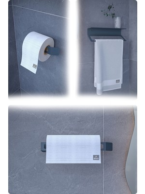 Özbience Metal 3’lü Set: Tuvalet Kağıtlık, Havlu Askısı ve Kağıt Havluluk