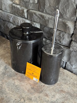 Özbience Siyah Çöp Kovası ve Tuvalet Fırçalık 2'li Set, Şık ve Kullanışlı Tasarım