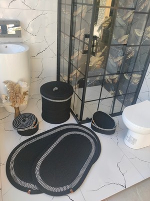 Özbience Şık ve Fonksiyonel Banyo Seti, Jüt Malzeme, Paspas ve Sepetler Içerir