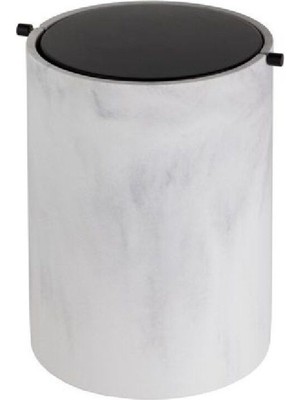 Özbience Şık Mermer Desenli Siyah Banyo Çöp Kovası 252X185X185 mm