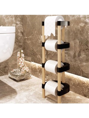 Özbience Modüler Ahşap Tuvalet Kağıtlığı, Vidasız Montaj, Kahverengi