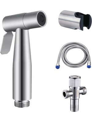Özbience Paslanmaz Çelik El Tuvalet Sprey Tabancası Seti Gümüş Renk