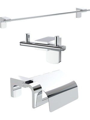 Özbience Banyo Seti: Ikili Bornoz Askılık, Uzun Havluluk, Kapaklı Tuvalet Kağıtlık