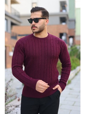 Moderie Butik Erkek Örgü Desen Bisiklet Yaka Kazak