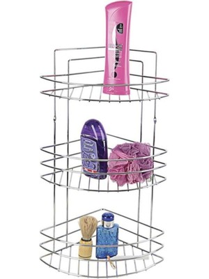 Özbience Krom Köşelik 3 Raflı Modern Tasarım, Pratik ve Şık Ev Düzenleme Çözümü