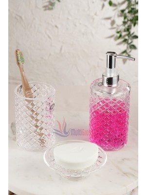 Özbience 3 Parça Banyo Seti, Sıvı Sabunluk, Katı Sabunluk ve Diş Fırçalığı