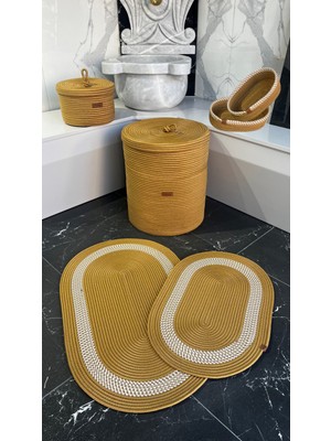 Özbience Jüt Hasır Banyo Seti: Çamaşır Sepeti, Paspas, Makyaj ve Kirli Sepetleri