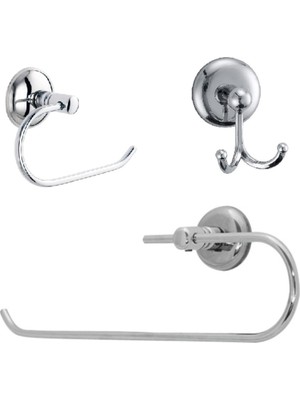 Özbience Prizmatik Krom Banyo Aksesuar Seti 3'lü, Pratik ve Şık Tasarım