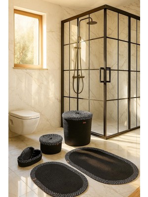 Özbience Doğal Jüt Hasır Banyo ve Çamaşır Sepeti, 40X45, Çok Amaçlı Dekoratif Set