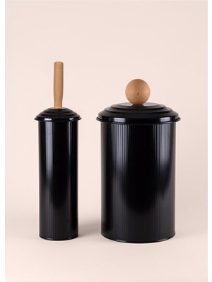 Özbience Şık Galvaniz Çöp Kovası ve Tuvalet Fırçası Banyo Seti