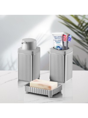 Özbience 3'lü Kare Banyo Seti, Şık ve Kullanışlı Banyo Aksesuarları