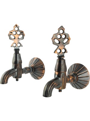 Özbience Ikili Lüx Bakır Eskitme Osmanlı Tarzı Dekoratif Musluk Seti