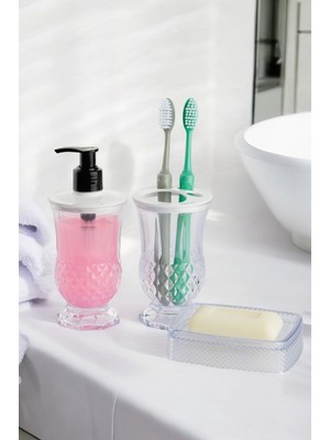 Özbience 3 Parça Akrilik Kristal Prizma Banyo Seti, Şık ve Modern Tasarım