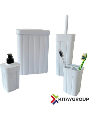 Özbience Renkli Fitil Desenli 4 Parça Banyo Seti, Şıklık ve Konfor Için Ideal