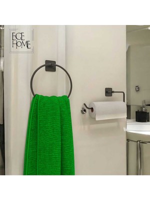 Özbience Yapışkanlı Siyah Yuvarlak Havluluk ve Kağıtlık Seti, Pratik ve Şık Tasarım