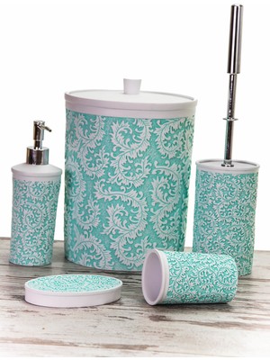 Özbience Turkuaz Polyester 5 Parça Banyo Seti, Şık ve Kullanışlı Tasarım