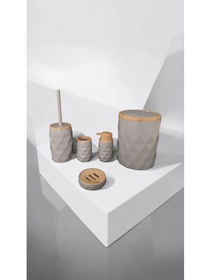 Özbience Ahşap Desenli 5'li Banyo Takımı, Modern ve Şık Tasarım