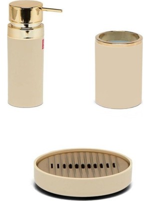 Özbience Primanova Lenox 3'lü Banyo Seti Bej Altın, Şık ve Kullanışlı Tasarım