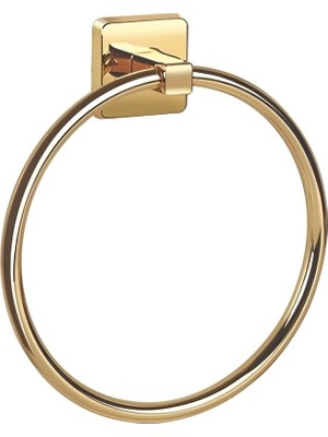 Özbience Altın Kaplama Yuvarlak Havluluk, Şık ve Modern Banyo Dekoru