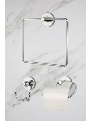Özbience Krom Kare Havluluk ve Bornoz Askısı Seti, Şık ve Kullanışlı Tasarım