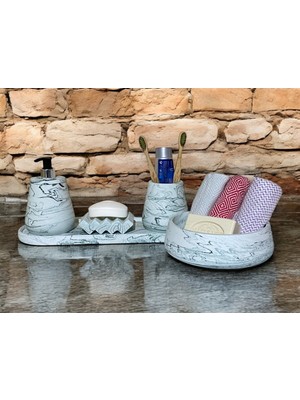 Özbience Şık ve Minimalist 5 Parçalı Banyo Aksesuar Seti, Modern Tasarım