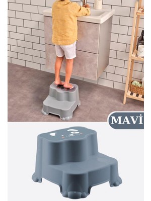 Özbience Renkli Çocuk Taburesi, Kaydırmaz Tabanlı, Çift Basamaklı Banyo Yükseltici