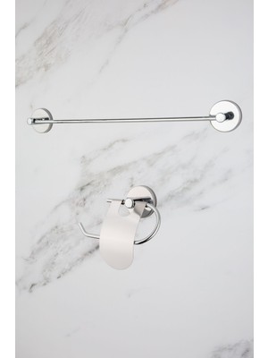 Özbience Krom Uzun Havluluk ve Peçetelik Seti, Dar Kapaklı Banyo Aksesuarları