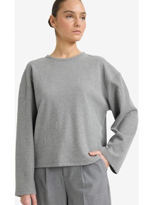 DeFacto Relax Fit Bisiklet Yaka Uzun Kollu Tişört G7716AX25WN