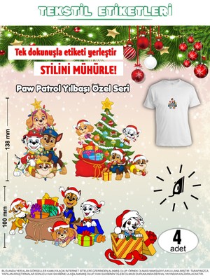 Agg Reklam Ütü ile Yapışan Kıyafet Etiketi Paw Patrol Yılbaşı Özel Seri