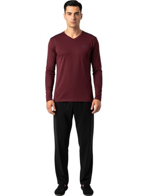 D'S Damat Ds Damat Maschio Pamuk V Yaka Pijama Takımı Bordo