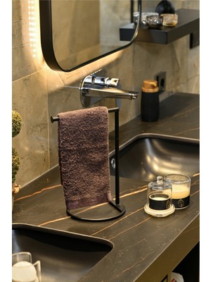 Özbience Siyah Metal Dikey Havluluk, Tezgah Üstü Modern Banyo ve Mutfak Organizer