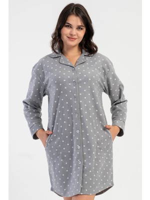 Vienetta Kadın Polar Tamamı Düğmeli Uzun Kol Gecelik, 161845