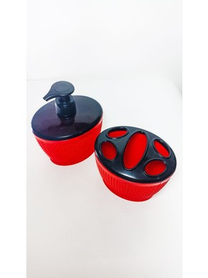 Özbience Ikili Sabunluk ve Deterjanlık Seti, Siyah Banyo ve Lavabo Aksesuarları