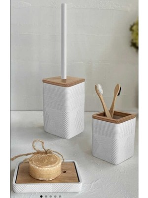 Özbience Şık ve Kullanışlı 3'lü Banyo Seti, Beyaz Renk, Modern Tasarım